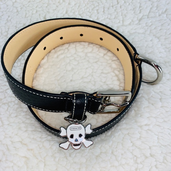 Coach Handbags - Coach leather dog collar with skull charm Black